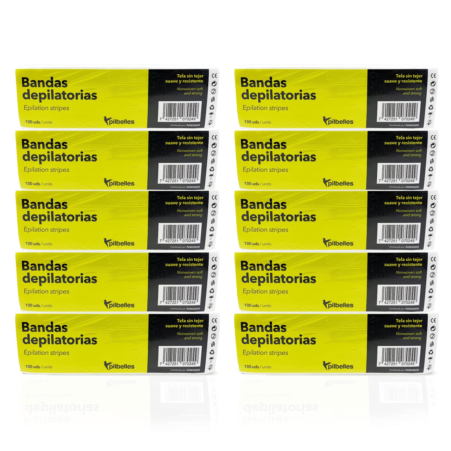 Bandas Depilatorias Corporales 10 Paquetes de 100 Unidades | Bandas para Cera Depilatoria