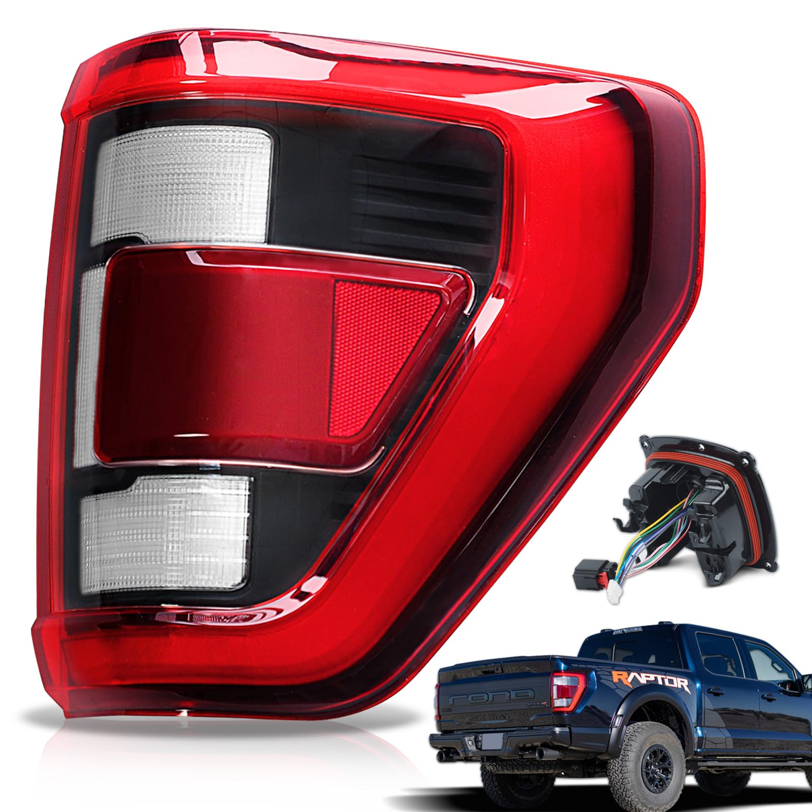 LED Tail Lights Compatible With Ford F150 2021 2022 2023 With Blind Spot (Module Not Included) Rear Brake Lamp Signal Assembly Replace OEM: NL3Z13404E (Black Housing Right Passenger Side)