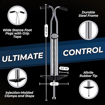 Flybar Super Pogo Stick for Kids & Adults 14+ Strong Spring for Tricks & High Jumping Steel Frame with Reinforced Foot Pegs Classic Trick Pogo Stick for Beginners & Pros Supports 120-210 lbs