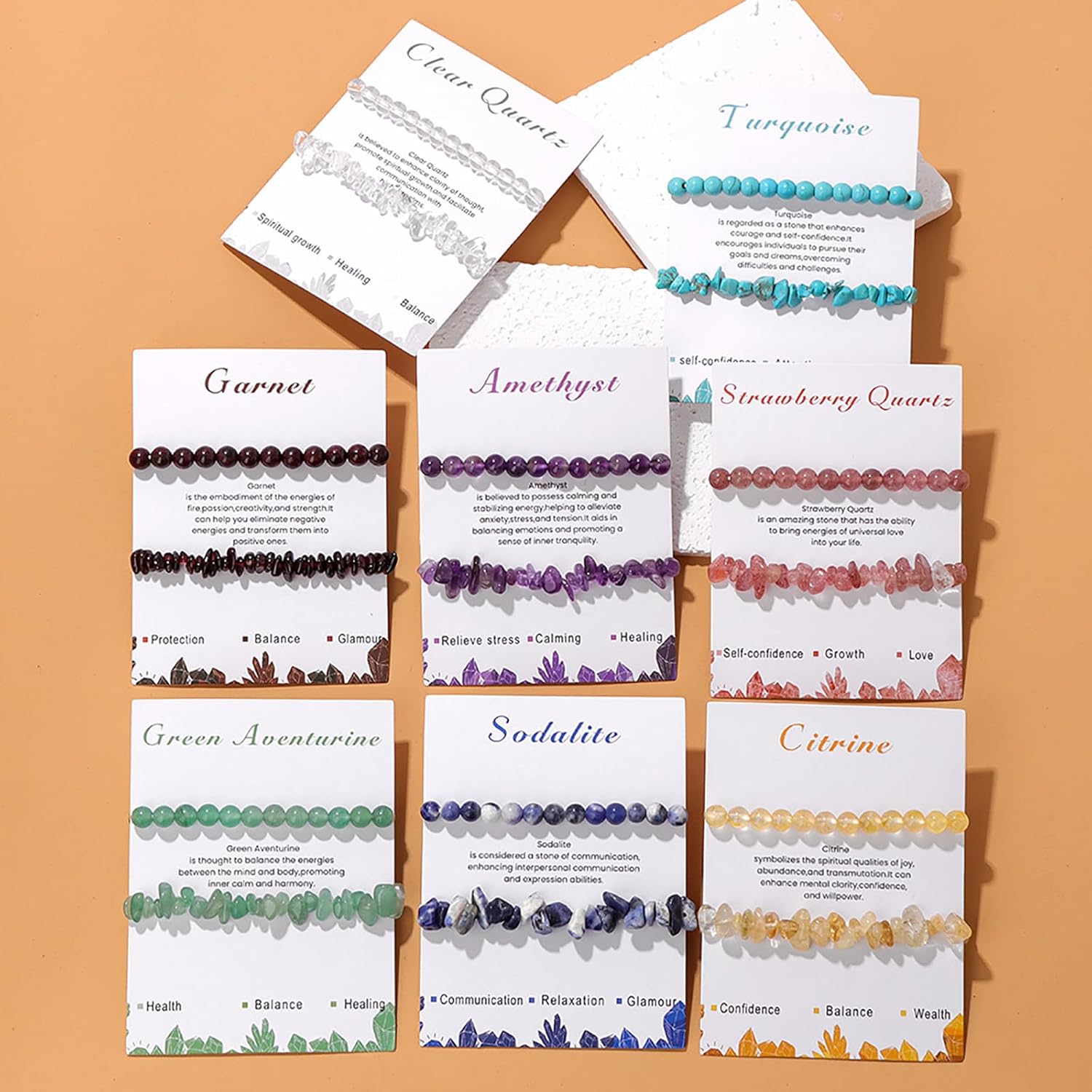 Healing Crystal Bracelets for Women 2 PCS 6mm Natural Stone Bracelet Stretch Crystal Beaded Bracelets Handmade Gemstone Bracelet Jewelry Gifts Christmas Gifts for Women Girls - Image 5