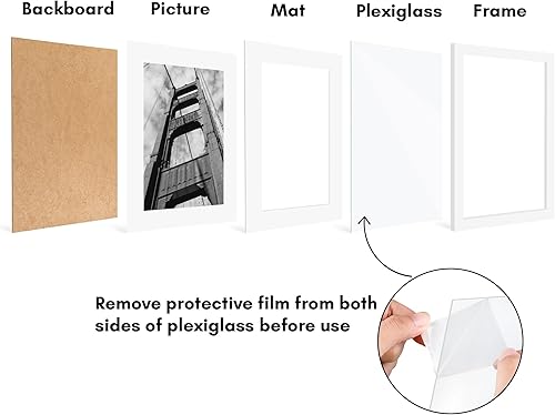 Vista 382 de Americanflat Portarretratos de 8 x 12 pulgadas con plexiglás pulido, juego de 2 portarretratos de 6 x 8 pulgadas con paspartú o para fotos de 8 x 12