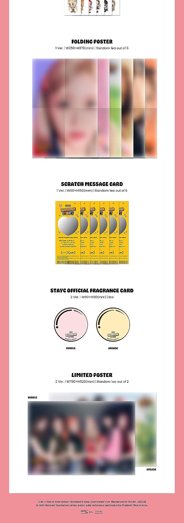 STAYC TEENFRESH 3rd Mini Album CD+POB+Folding poster on pack+Photobook+Comic lyrics book+4cut photo+Photocard+Tattoo sticker+Message card+official fragrance+Tracking Sealed (SET(ARCADE+BUBBLE)) by Generic - Used condition - Image 4
