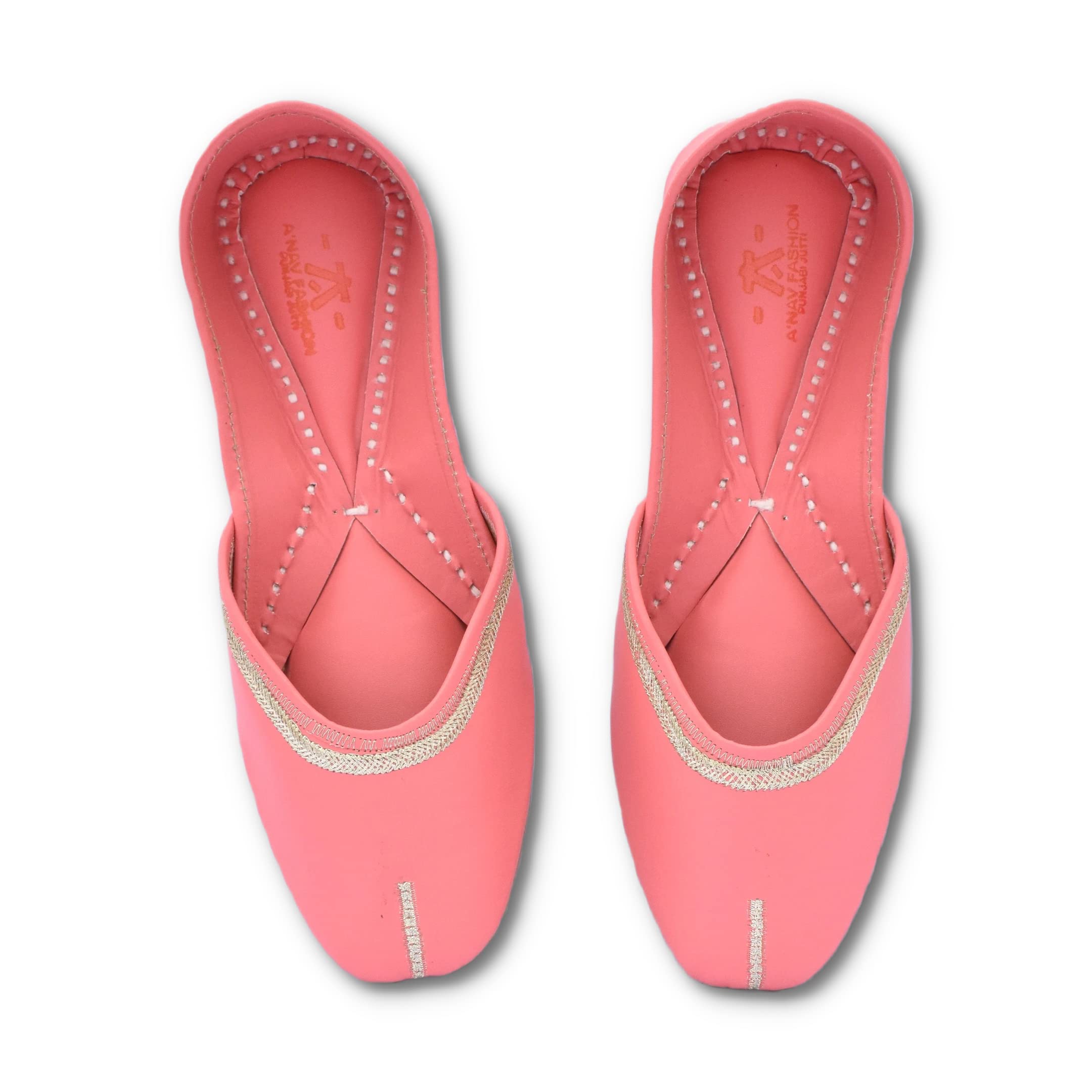 Handcrafted Beautiful Punjabi Famous Design Jutti for Women & Girls' Pure Leather Ethnic Footwear| Mojaris | Latest Ballet Flats| Traditional Embellished Wedding Shoes Bridal Mule Stylish Khussa Jooti-image-12