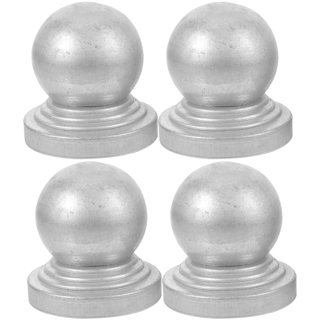 Mikikit Round Tube Fence Post Caps 3.35X3.35X3.07In Metal Ball Shaped Protective Post Covers for Garden Yard Deck 4-Pack