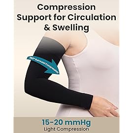 KEMFORD Lymphedema Compression Arm Sleeves for Women - 15-20 mmHg, Anti-Slip, 1 Pair, Black, 3XL - Arm Support for Swelling & Edema