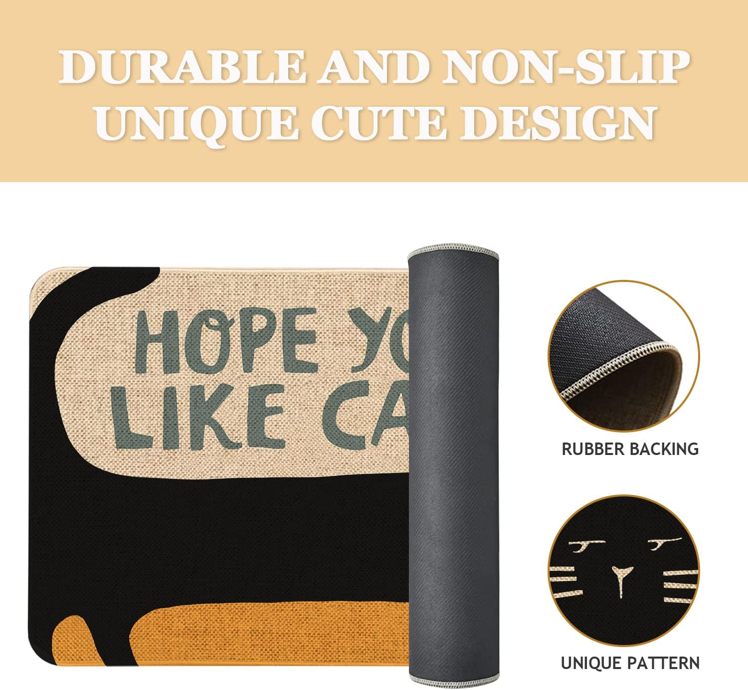 Roszwtit Cat Front Door Mat 30 X 17 Inch Black Cat Doormat Indoor Outdoor Funny Floor Mat Non Slip Rubber Hope You Like Cats Welcome Mats
