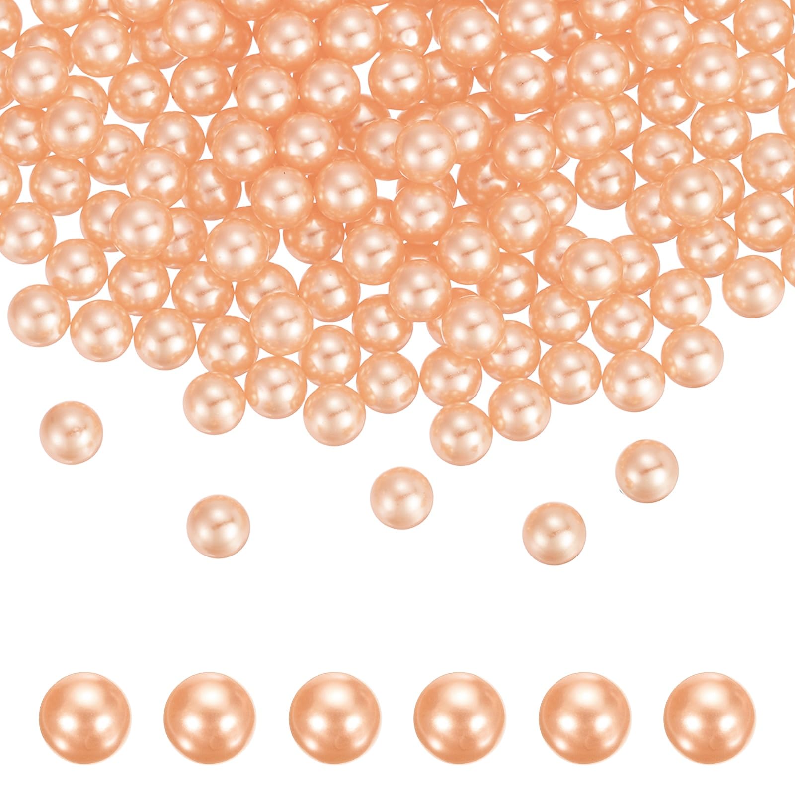 sourcing map 500Pcs Pearls No Holes, 8mm ABS Round Faux Pearl Beads Vase Fillers for Crafting DIY Jewelry Making Filling Home Party Decorations Wedding Centerpieces, Orange Yellow