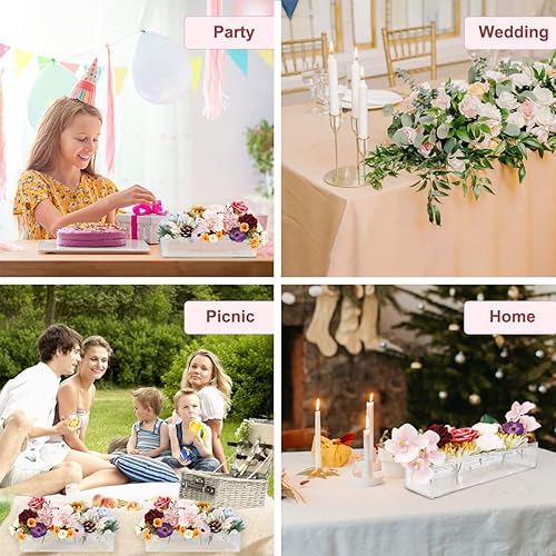 Miniatura 5 de Greatstar - Jarrón rectangular de acrílico transparente, soporte para agua, centro de mesa floral para mesa de comedor, jarrón decorativo moderno