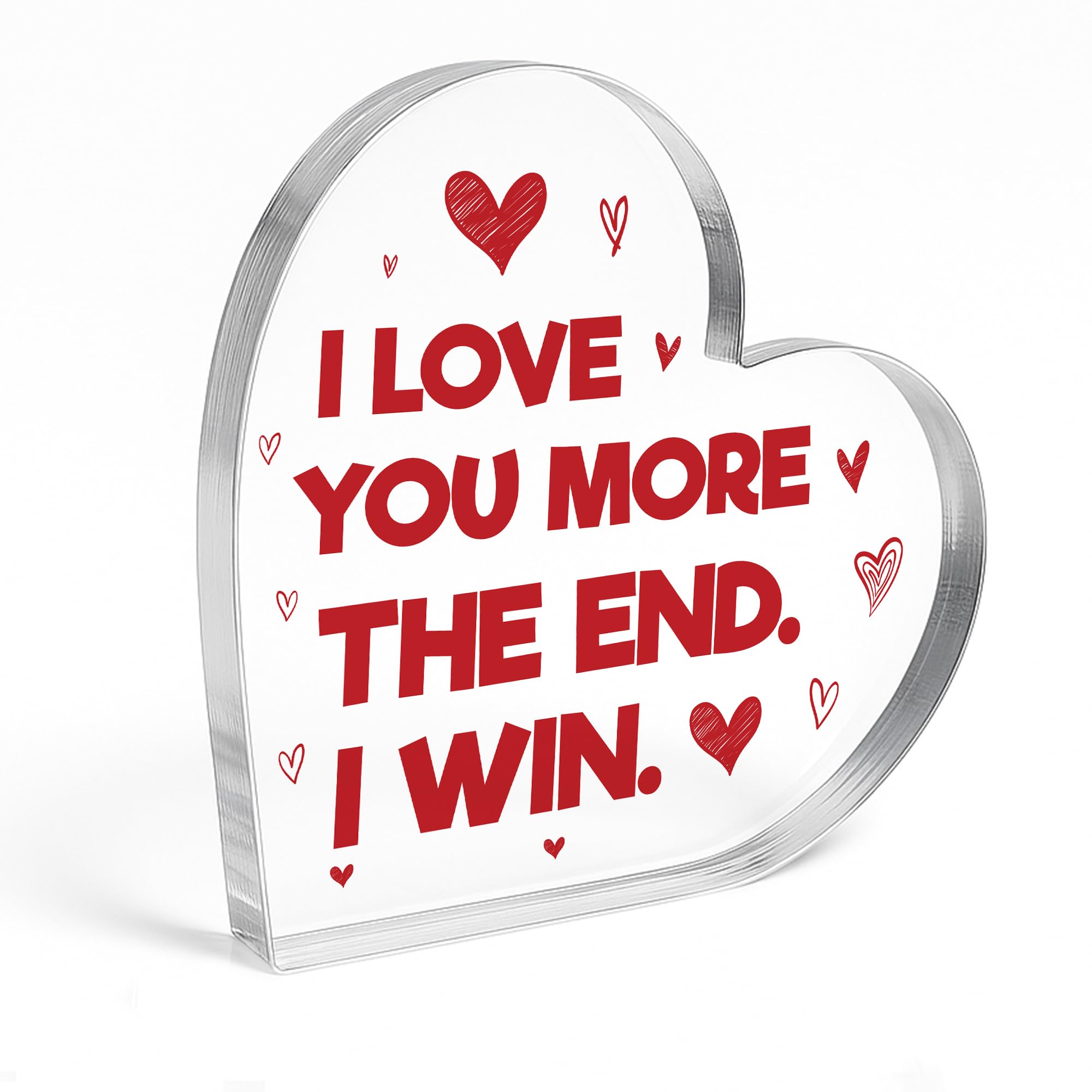 Perfect Valentines Gift For Him Her Freestanding Acrylic Heart Gift For Anniversary For Boyfriend Girlfriend Husband Wife Partner Romantic Present For Couple (I Win Red)