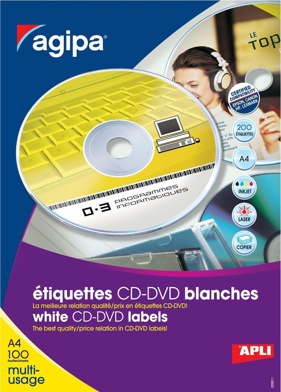 Etiquettes CD/DVD Apli 119883 pour remplacer l'écriture manuscrite sur vos disques