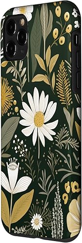 Vista 71 de Funda botánica retro para iPhone 11 Pro Max con diseño botánico bohemio y verde oliva