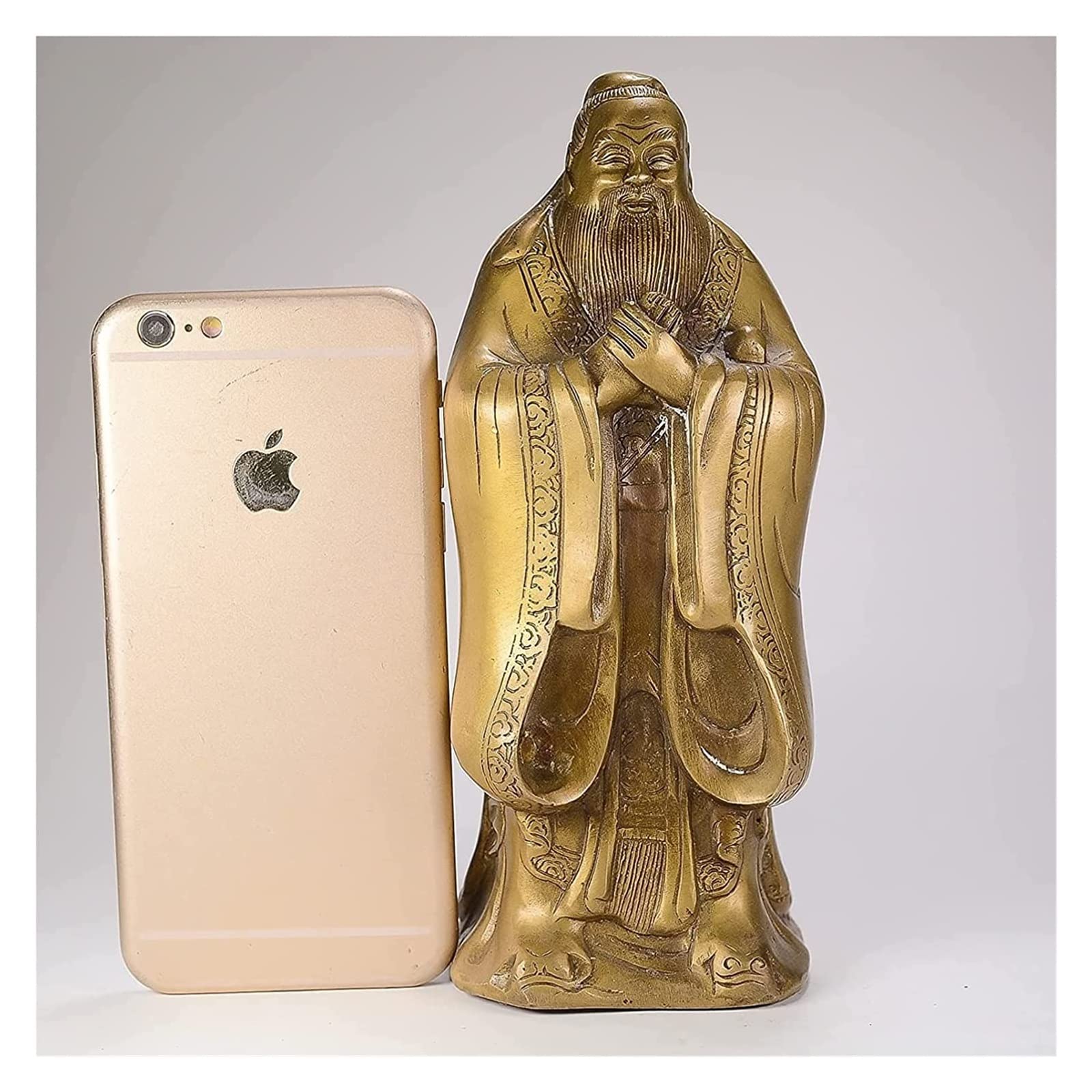 Regalos de Buena Suerte Escultura de Mesa Cobre Puro Agujero Estatua Latón Figura de Confucio Estatuas de Santos Adornos