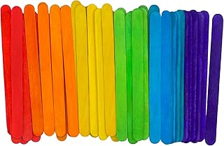 WISYOK 120 Pcs Colored Premium Popsicle Sticks for Crafts, 4.5 Inch Colored Wooden Craft Sticks, Ice Cream Sticks, Lolly Sticks Great for DIY Craft Creative Designs and Children Education