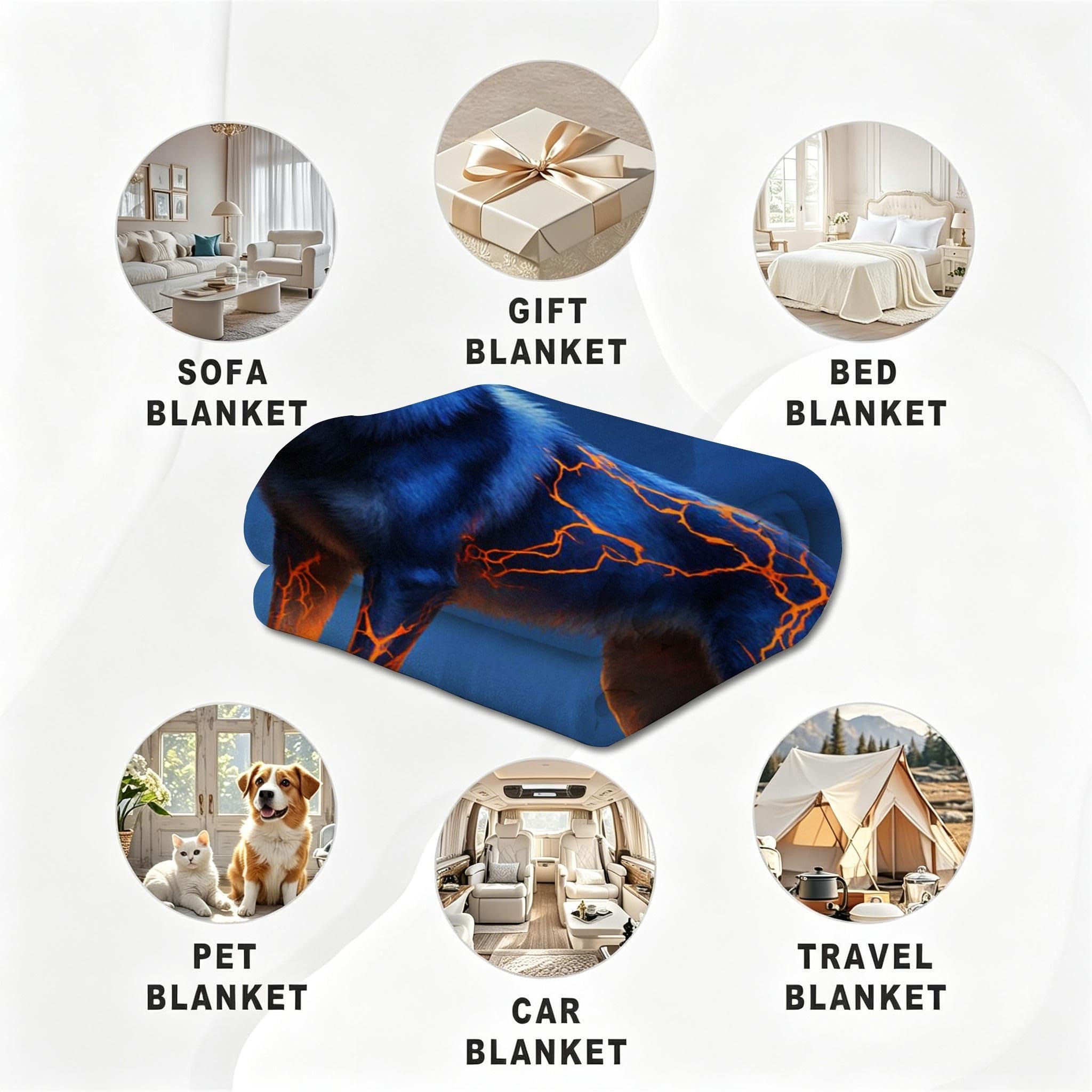 Manta para Sofá 240x260 cm Lobo Azul Adolescente, Manta de Franela Extra Grande Premium, Ligera y Antiarrugas, Multiusos para Sofá, Picnic, Uso Doméstico y Exterior, AW4602