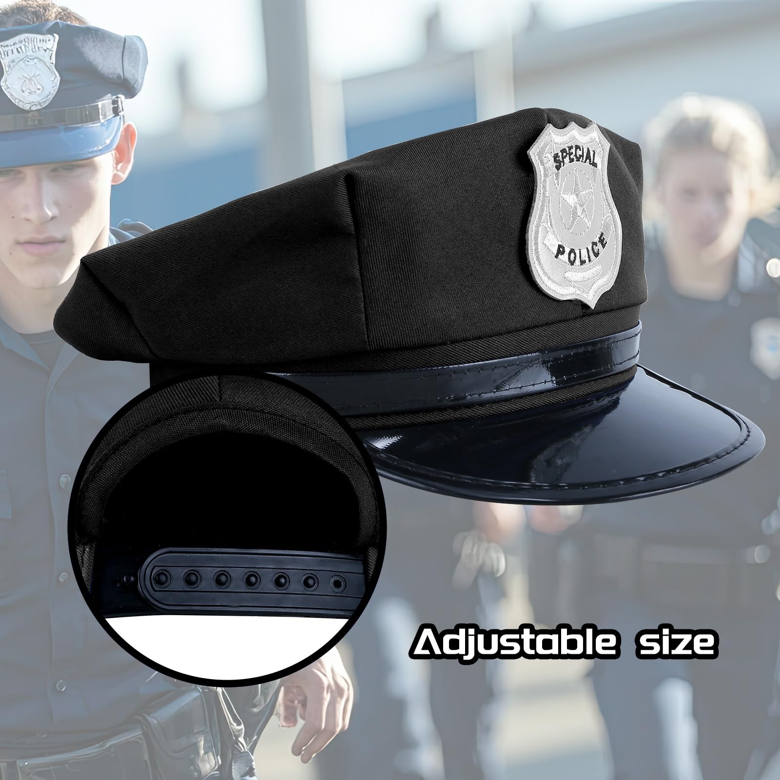 Luchild Children’s Policeman Hat - Kids Police Officer Costume Accessory for Carnival Christmas, Fancy Dress, and Role Play (Black) - Image 3