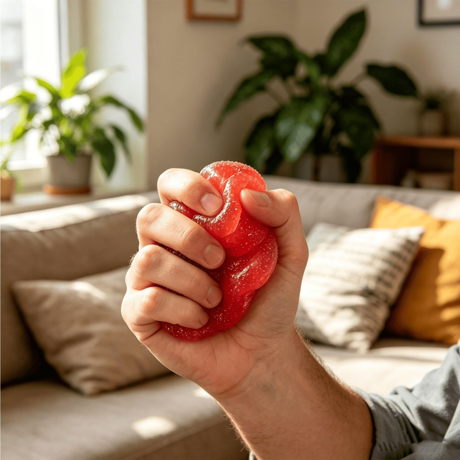 Slushy Soft Ball Toy with Crunchy Texture, Waxberry Moldable Playing Balls, Ice Skin Ball Ornament, Slush Shape Relief Palm Toy (Red)