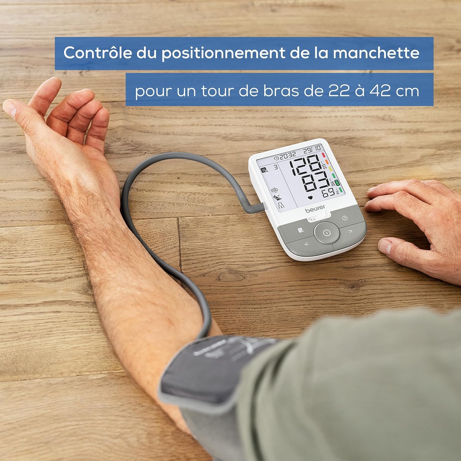 Beurer BM 53 Tensiomètre pour bras, fabriqué en Europe, cliniquement validé, détection fibrillation auriculaire, indicateur de risque, bras 22-42 cm, transfert de données vers Apple Health