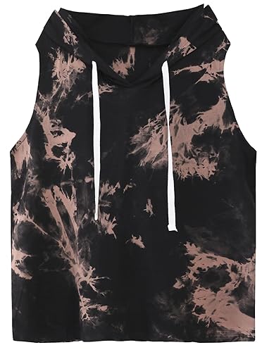 Remidoo Women Sleeveless Hoodie Workout Tie Dye Tank Tops Gym