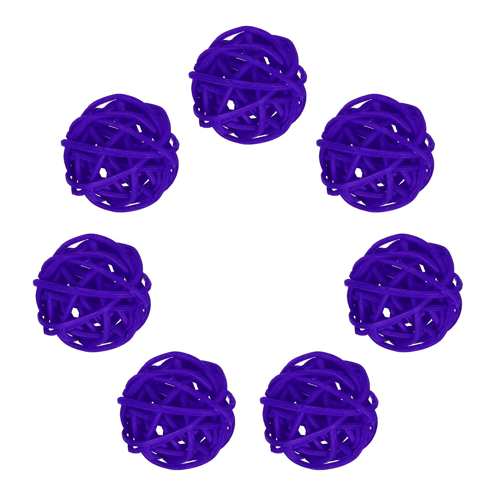 sourcing map 7Pcs Purple Wicker Rattan Balls for Bowl Centerpiece 1.2 Inch Dia Rattan Wicker Twig Orbs Spheres Decorative Balls for Vase Home Dining Table Wedding Decor