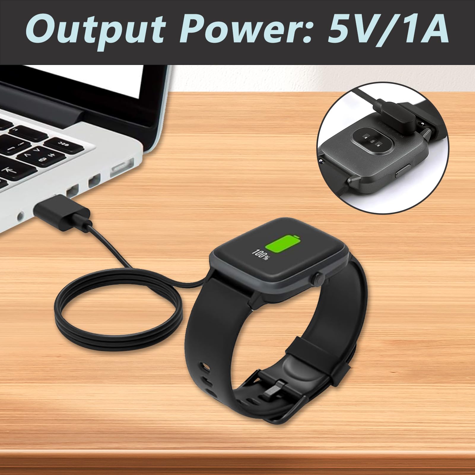 Caricabatterie Smart Watch Connesso Cavo USB 2 Pin Magnetico Spaziatura Contatti 4 mm Cavo Ricarica Universale per Orologio Inteligente