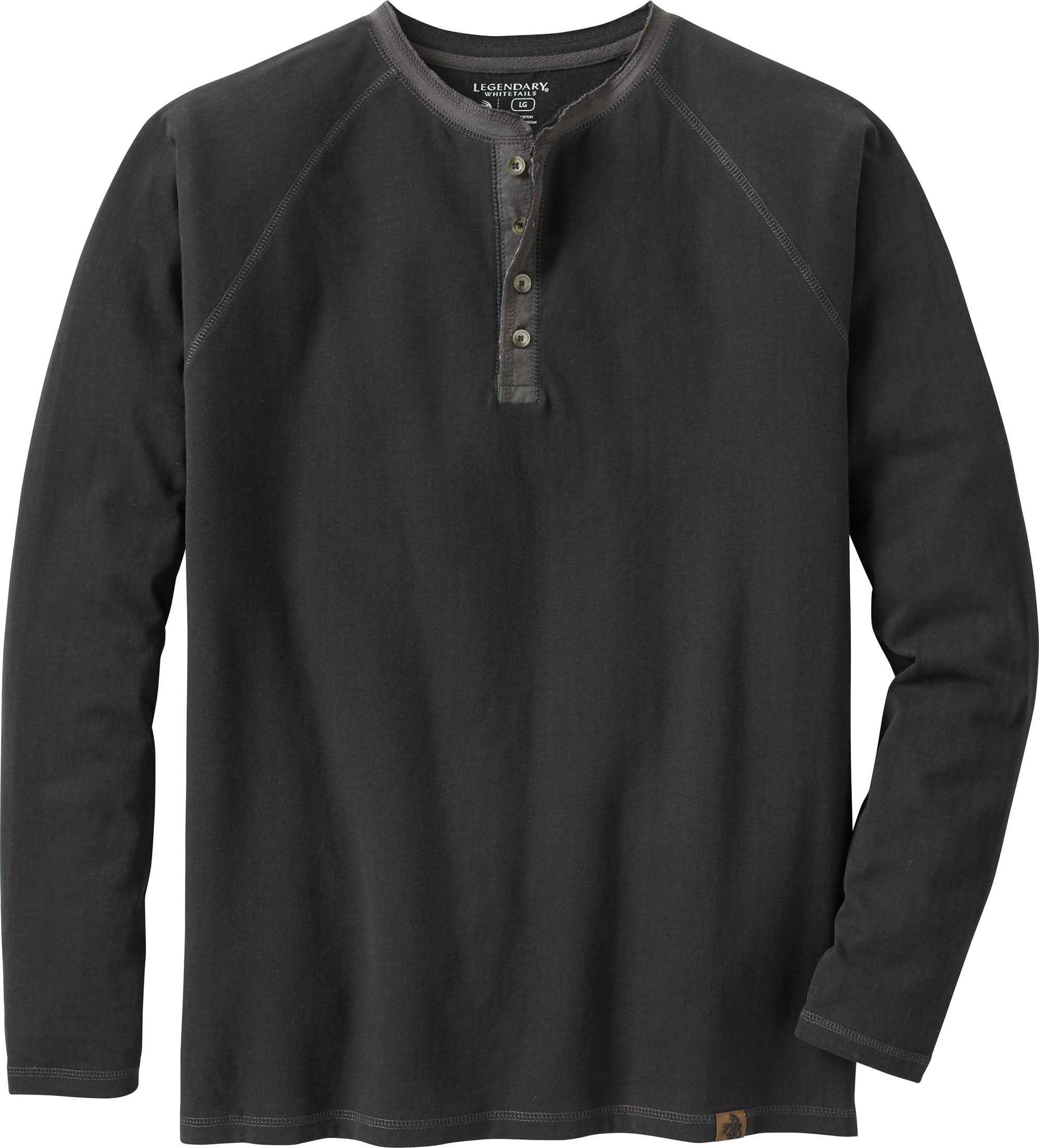 Legendary Whitetails Men's Recluse Henley, Black, XL Tall