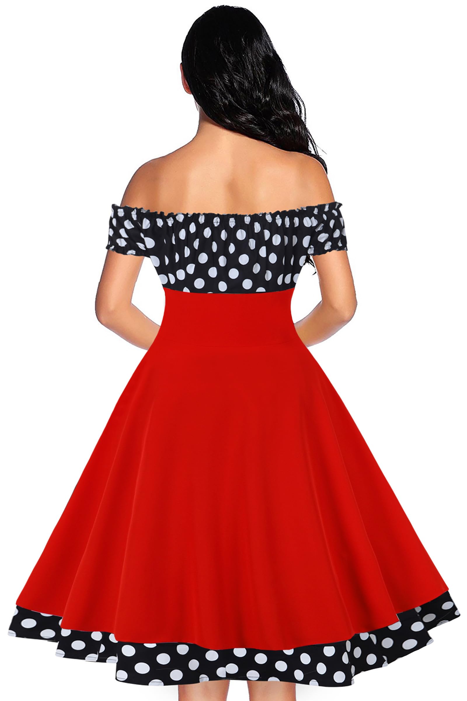 AXOE Femme Robe Années 50 Rockabilly Vintage Pin up Manches Courtes pour Ete Guinguette