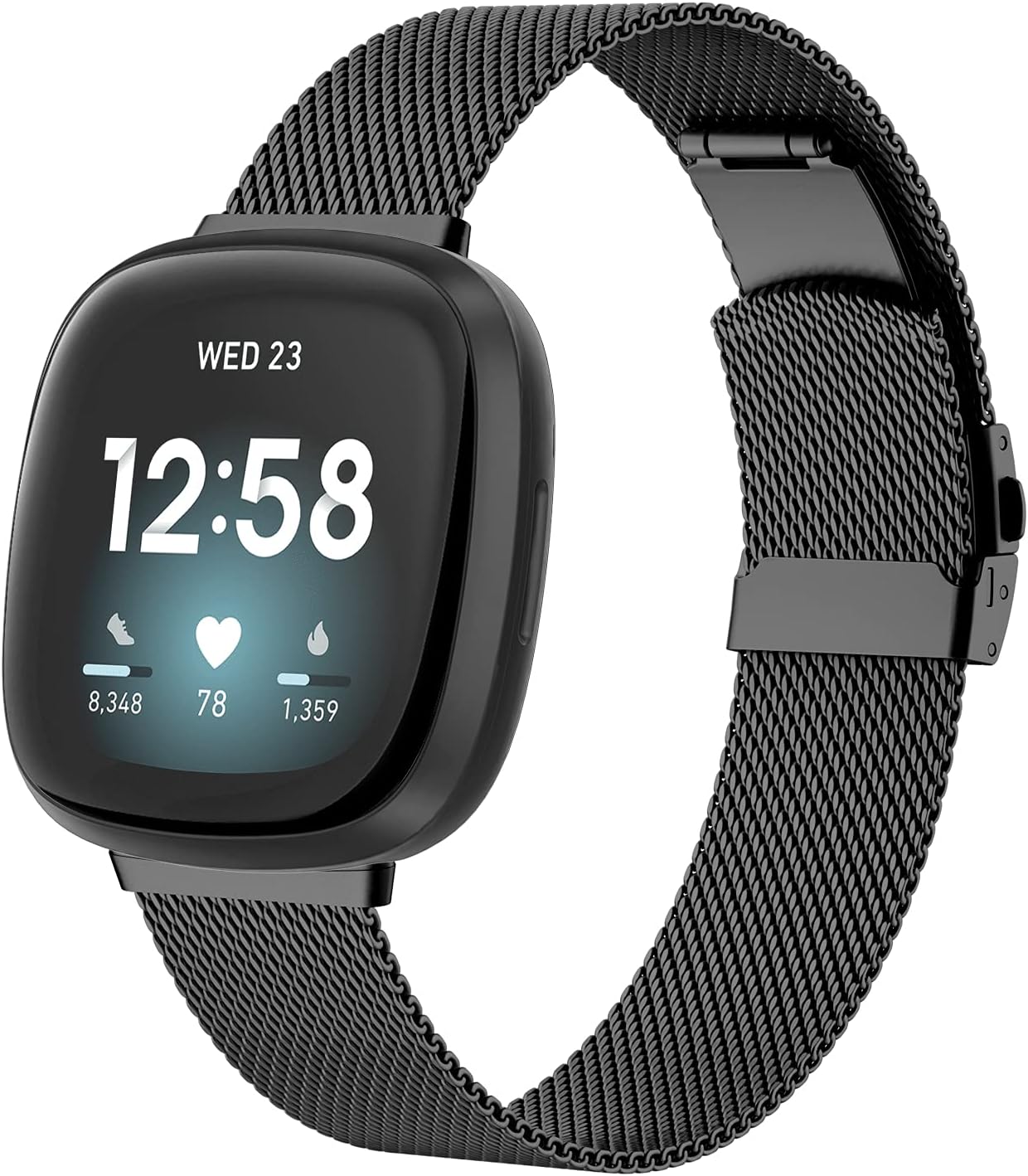 Metal Strap Compatible with Fitbit Versa 3 Straps / Fitbit Sense Strap Women Men, Stainless Steel Metal Buckle Bands Replacement Strap Wristband for Fitbit Versa 3 / Sense, Small