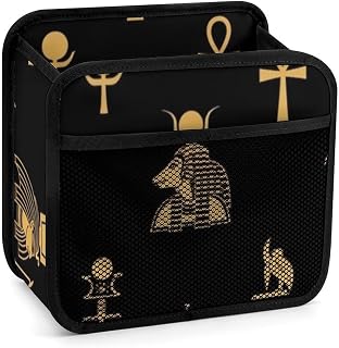 Car Back Seat Storage Bag with PU and Mesh Compartments for Organizing Toys, Snacks, and Books, Ancient Egyptian