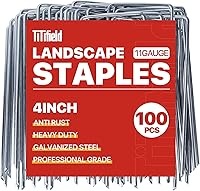 Vista 1 de Paquete de 100 grapas de jardín galvanizadas de 4 pulgadas, estacas de jardín antioxidantes, pasadores de paisaje para tela de barrera de malezas