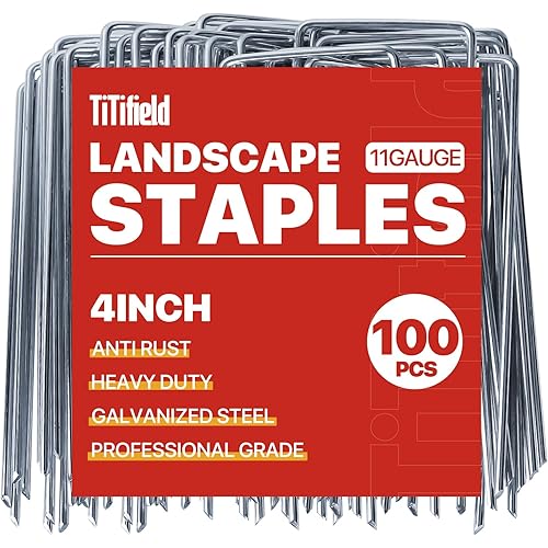 4 Inch 100 Pack Landscape Staples Galvanized Garden Stakes Anti-Rust Landscape Pins for Weed Barrier Fabric, Artificial Turf and Landscape Fabric