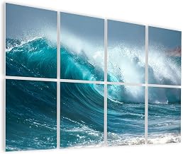 8 Pack Art Acoustic Panels Self Adhesive Ocean Wave Decorative Soundproof Wall Panels Sound Absorbing Panel 48"x32" for Office Home Studio