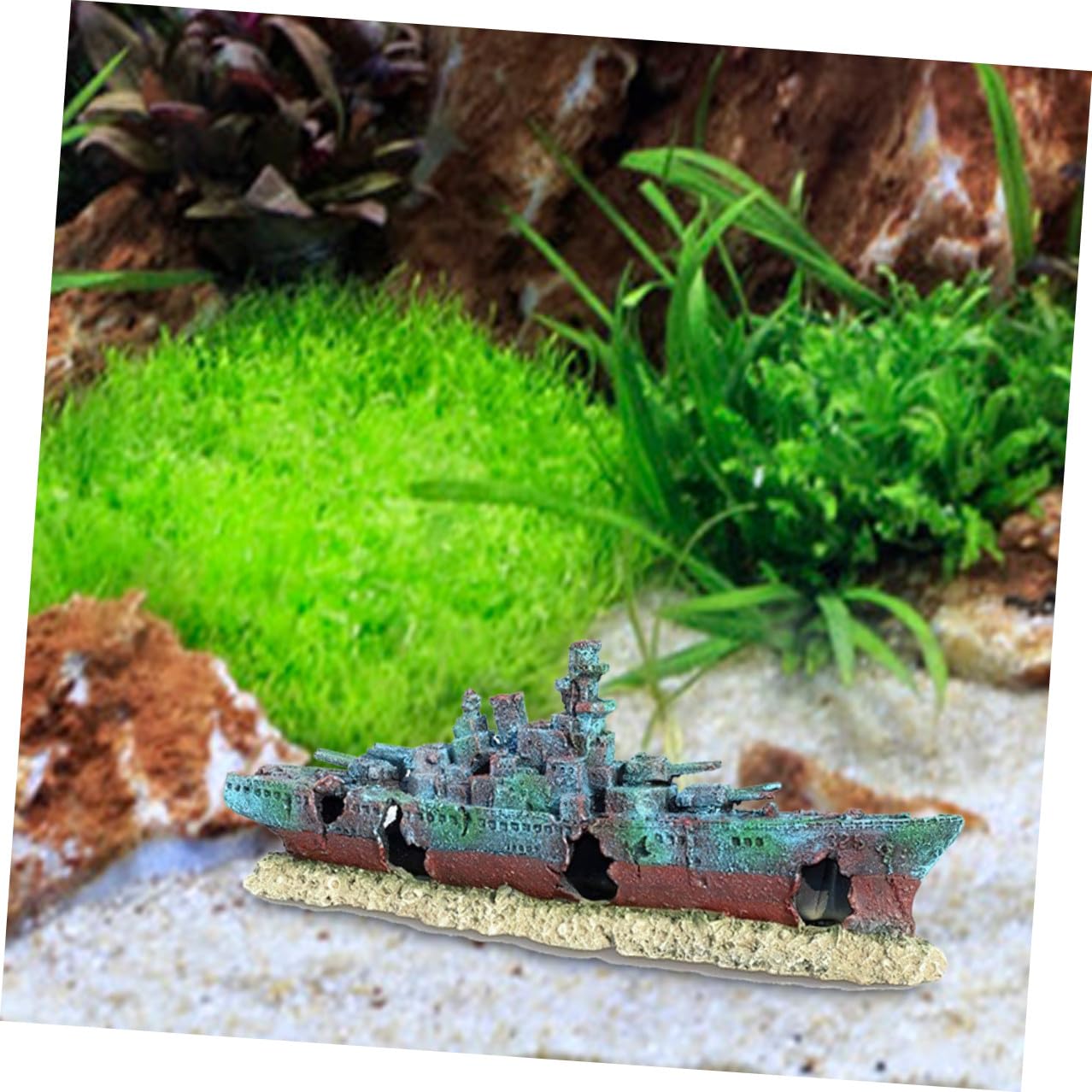 SHINEOFI Schiffswrack Aquarium Deko aus Robustem Harz Wasserdichtes Versunkenes Schiff Ornament für Aquarien Installieren Dekoratives Unterwasser landschaftselement Fischversteck