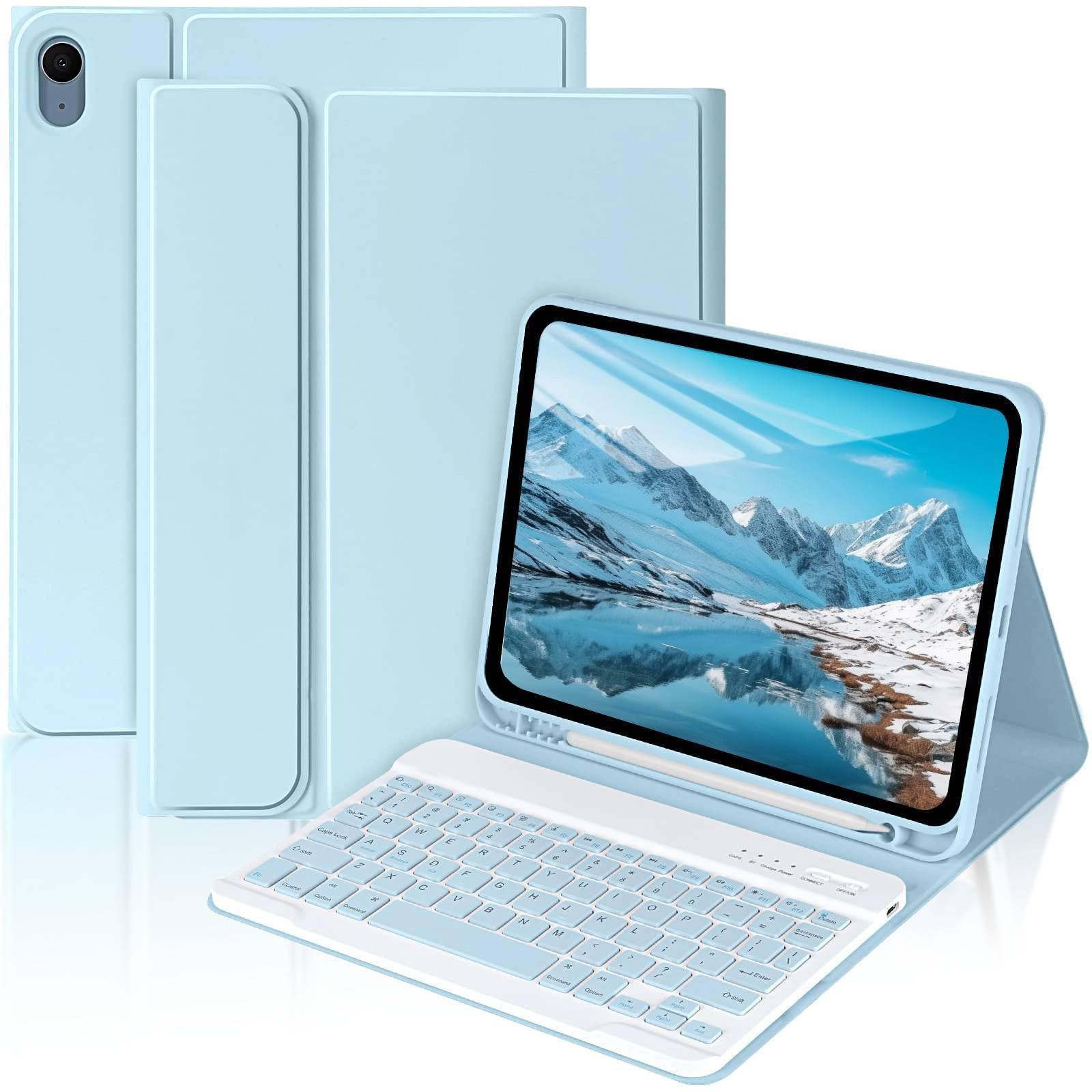 MMK for iPad 11th 10th Generation Case with Keyboard (2022, 10.9"), Wireless Detachable Keyboard, Pencil Holder for iPad 11 inch (A16 2025), 10th Gen (10.9 Inch 2022) Blue