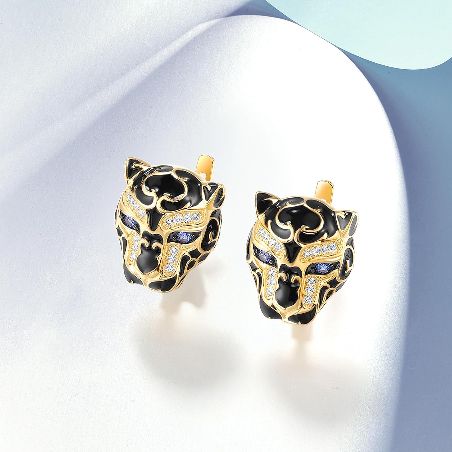 Santuzza Sterling Silver Hypoallergenic Panther Earrings for Women