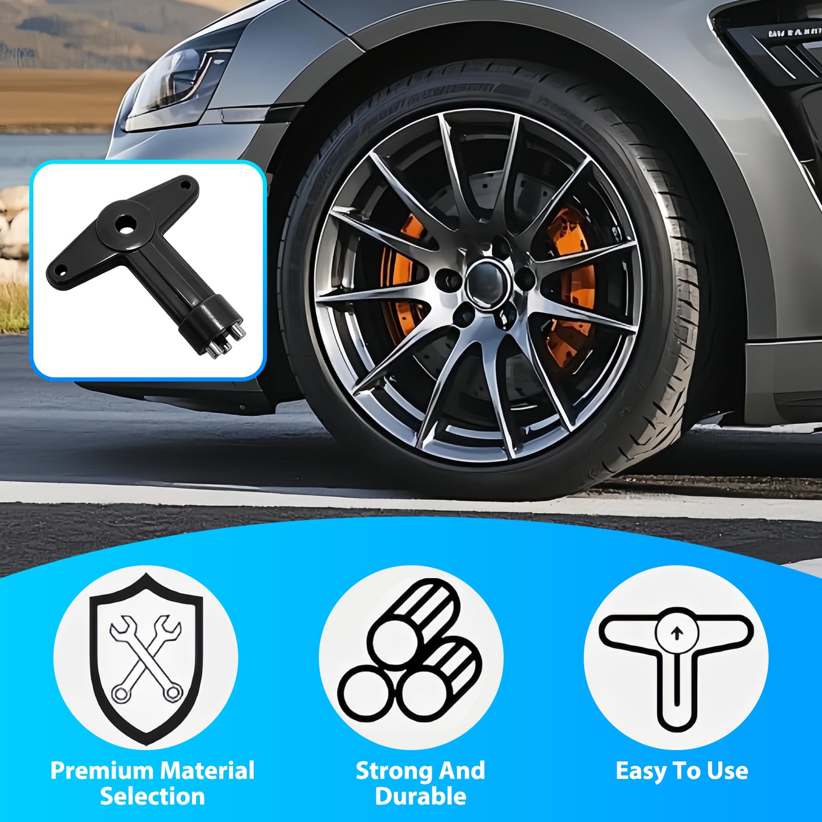 Clé Enjoliveur Antivol Compatible avec Renault Opel, Clé de Jantes et 4 Écrous Antivol Courts, Clés Démontage Jante Cache Roue, Vis Fixation Enjoliveur Voiture, Remplacement OEM Durable pour Jantes