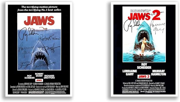 Mounted Gifts Jaws Cast Signed A4 Poster Photo Print Framed Autograph Gift Movie Film Both Movies A4 Poster Only