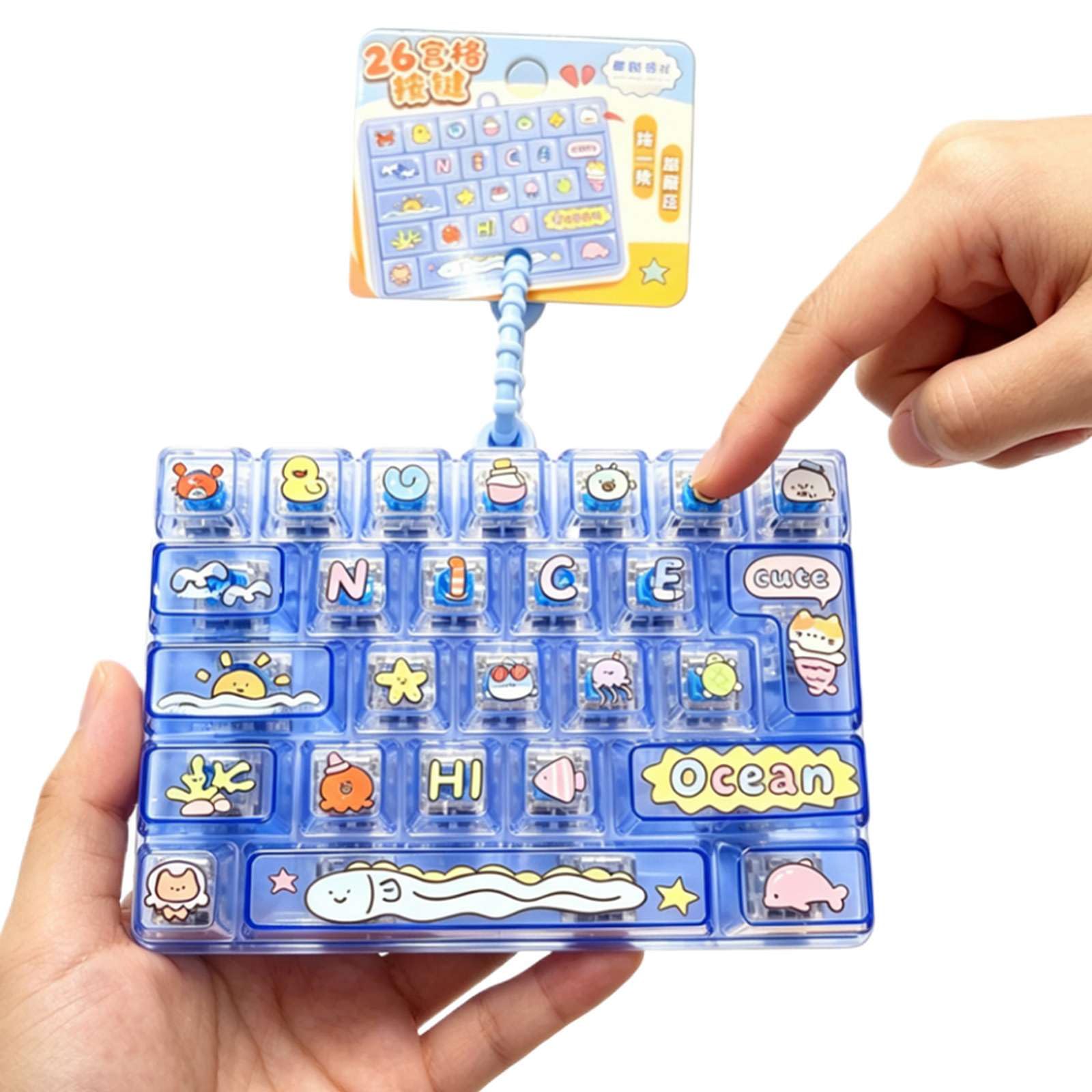 Keyboard Fidget Toy, 26-Button Fidget Keyboard Keychain, Stress Relief Clicker, Mechanical Switch Keychain for Adults, Decompression Toys,Creative Gift for Bags Keychains Luggage