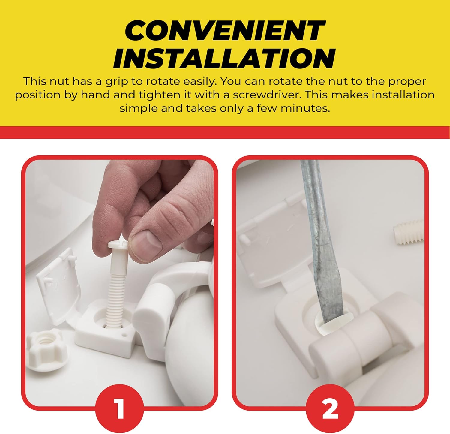 Qualihome Plastic Toilet Seat Screws Replacement - Durable Toilet Nuts - Bolts for Toilet - Toilet Screw Plastic Hardware - Easy Install for Toilet Lid