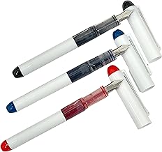 [3 UNITS Set of 3 Disposable Fountain Pens Black Red Blue Clip 51CH154