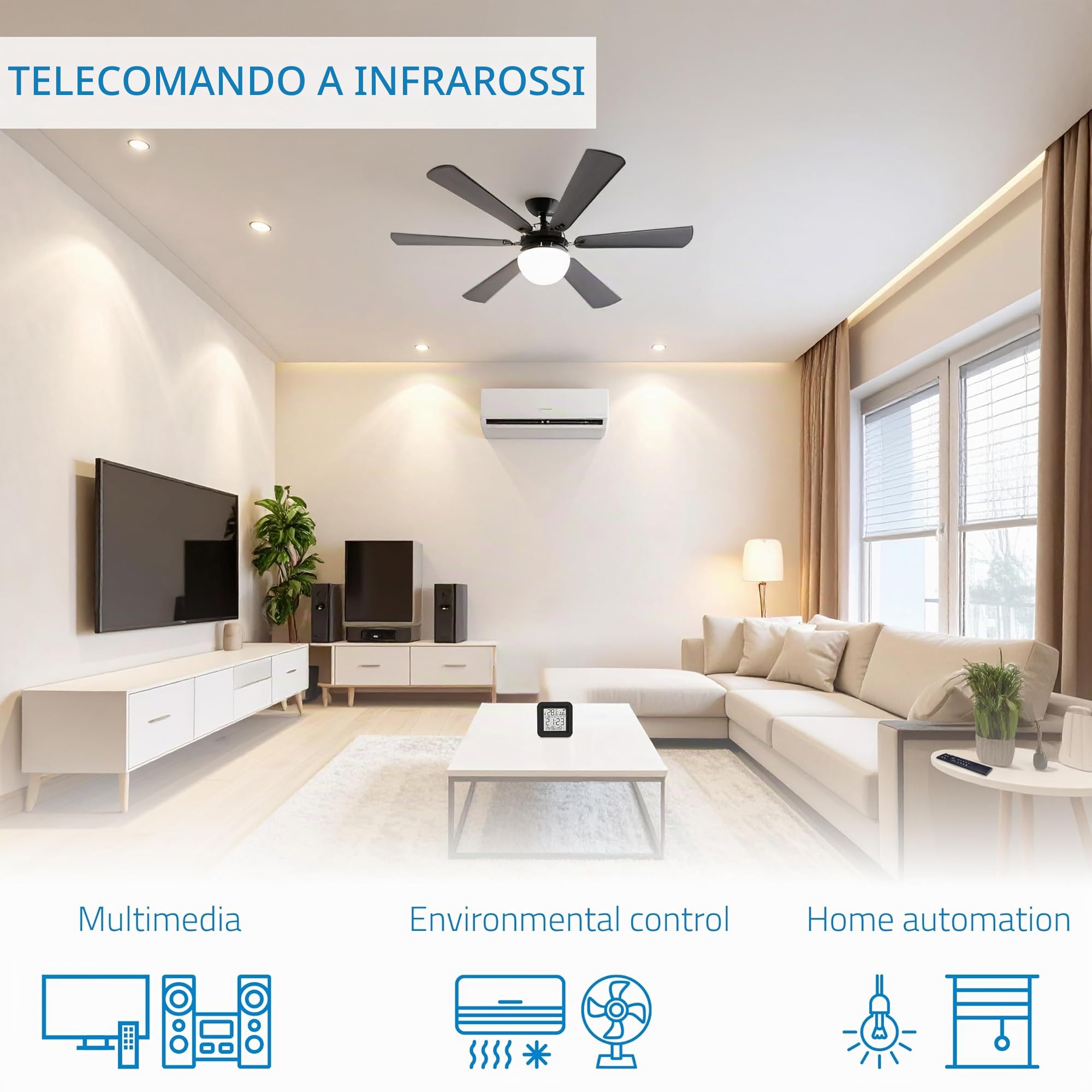 Telecomando universale WiFi IR Nivian con sensore di temperatura e umidità - Telecomando intelligente tramite App Tuya, compatibile con Alexa e Google Home, Home Automation Smart Home