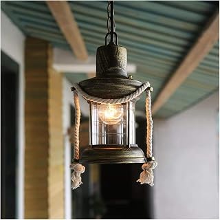 Statue Vintage Lantern Pendant Ambient Light, Classic Antique Bar Cafe Balcony Iron Kerosene Lamp Ceiling Chandelier (Color : B) Decorats
