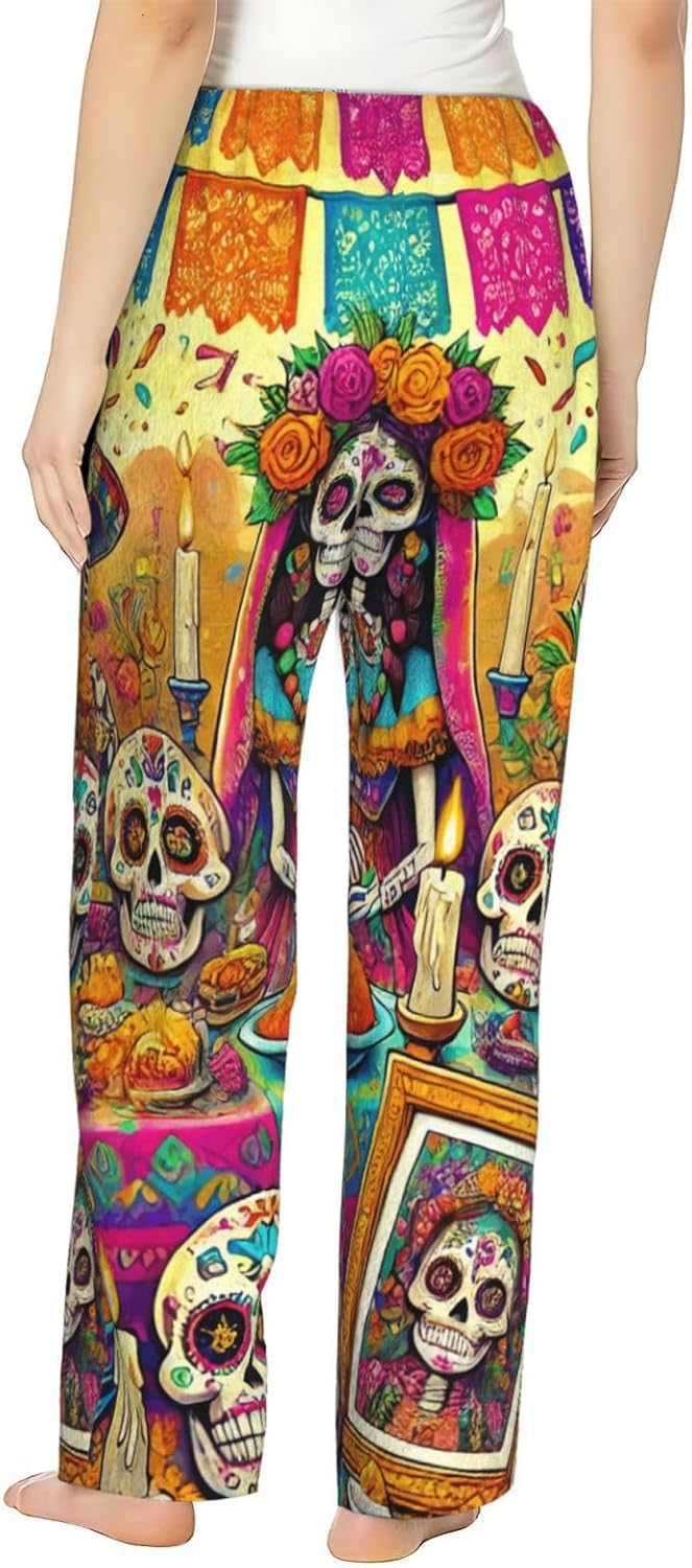 Women'S Mexico-Dead-Day Fleece Pajama Pants, Cozy Flannel Lounge Bottoms For Women