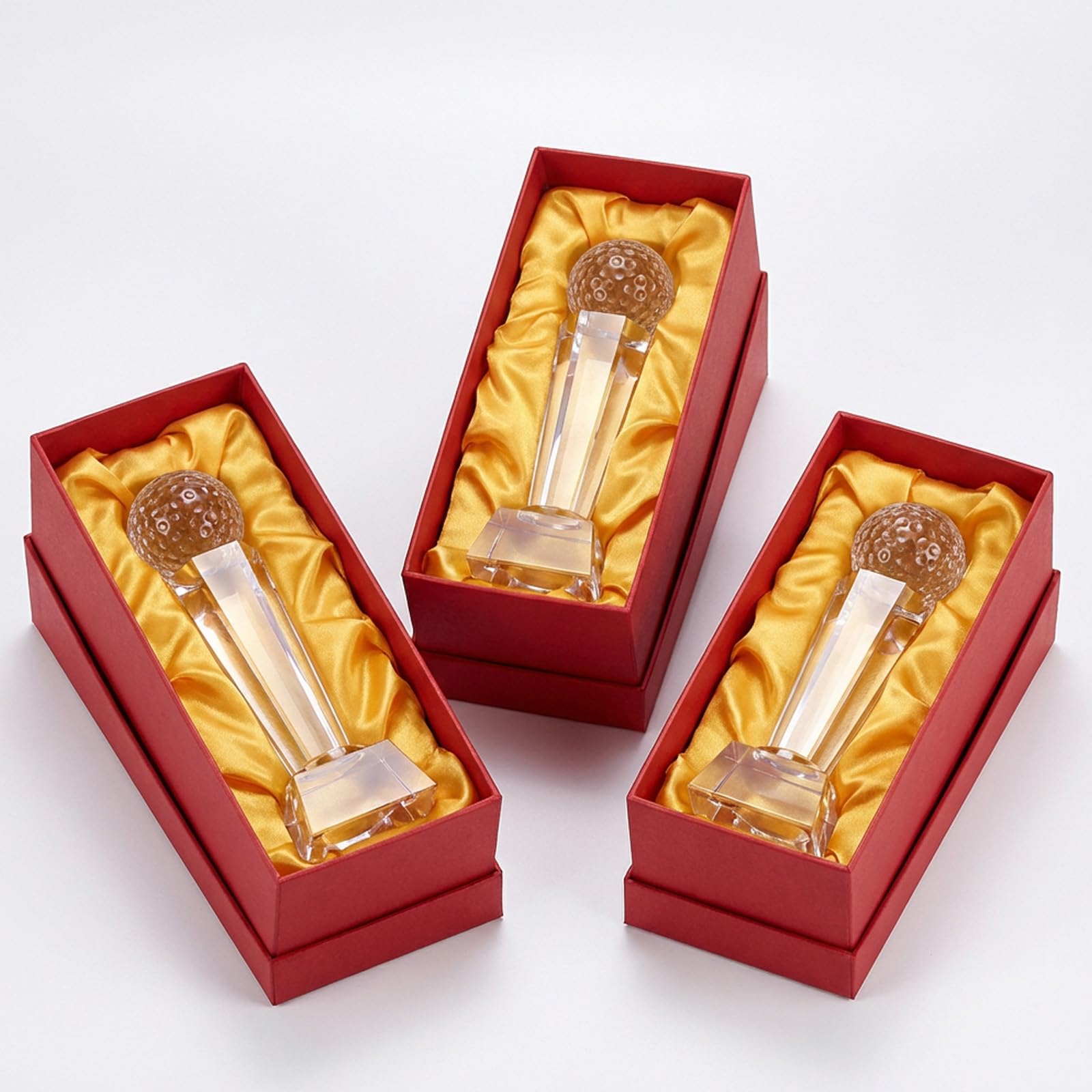 Kristallglas-Trophäe mit Geschenkbox, Turniertisch, Desktop-Dekoration, groß, für Vatertag, Geburtstag, Jahrestag, 3 Stück