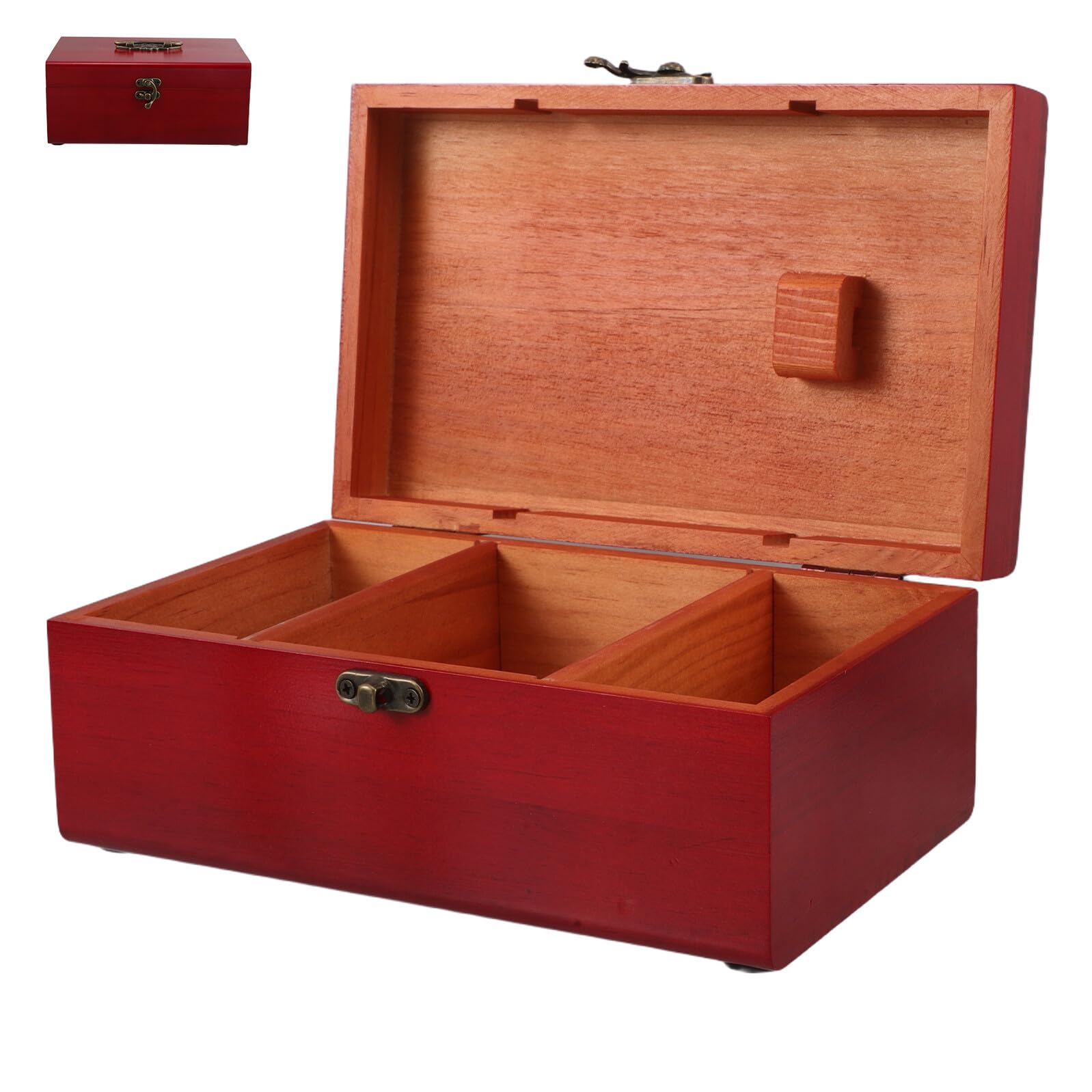 Boîte à couture en bois rouge idéale pour s'organiser à la maison ou en voyage