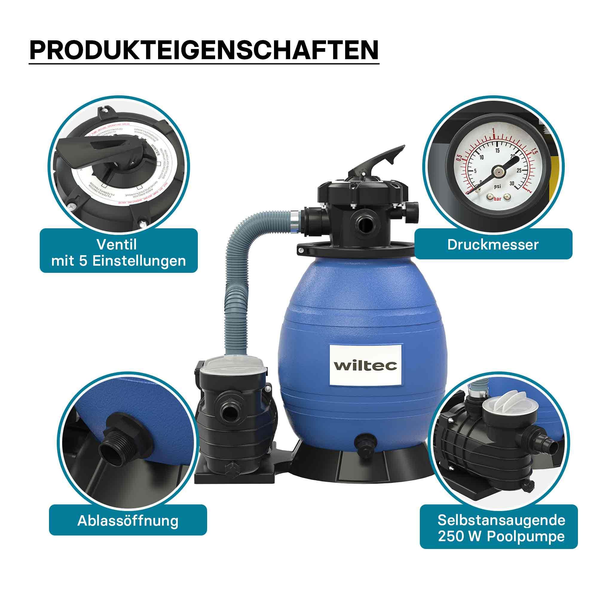XPOtool System filtra piaskowego 250 W ze zbiornikiem filtra 26 l i pompą samozasysającą 10000 l/h, pompa piaskowa do basenu, filtr do basenu