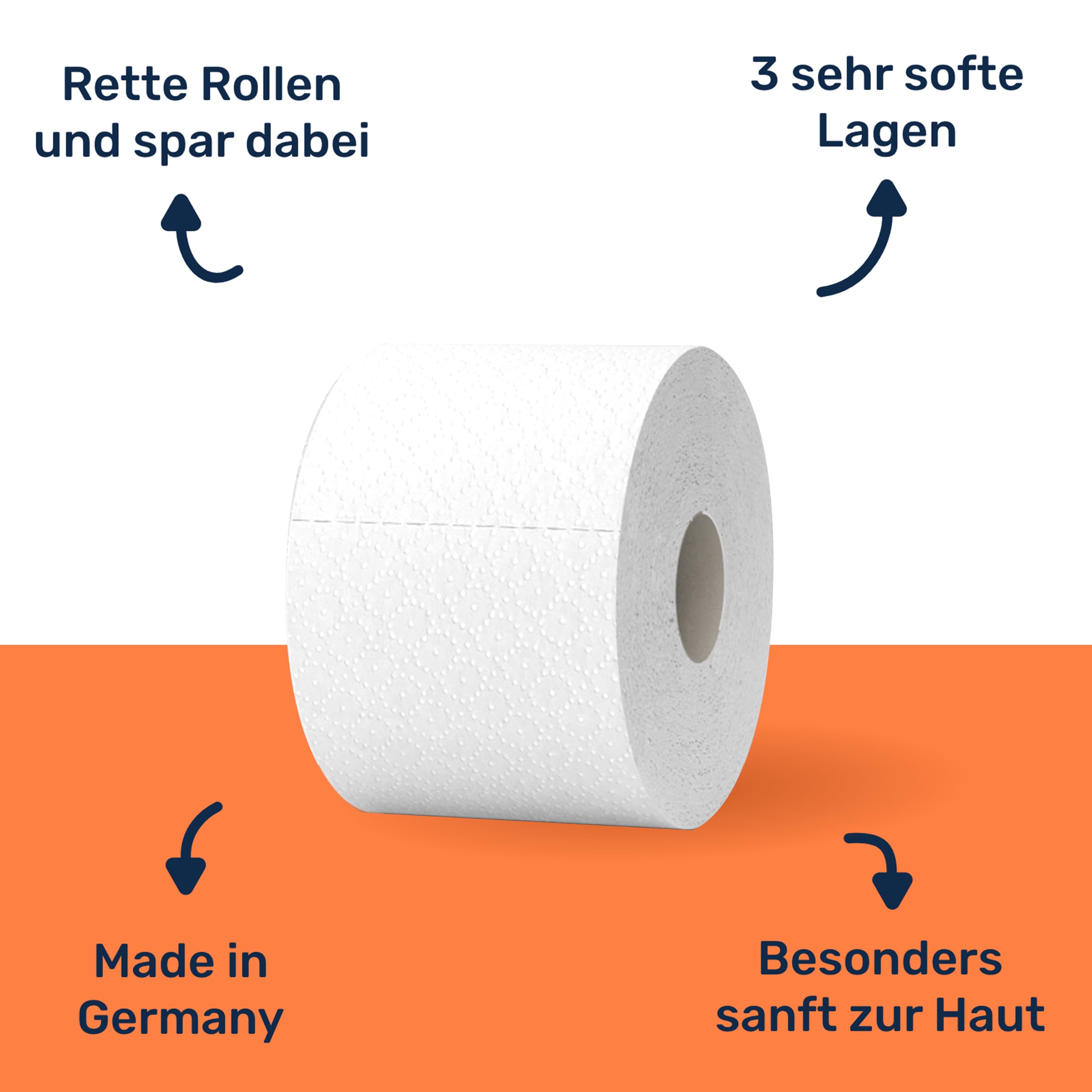60 Rollen Toilettenpapier 3-lagig – 250 Blatt pro Rolle - Toilettenpapier B-Ware – Vorratspackung