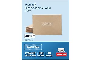 Print-to-the-Edge Crystal Clear Printable Address Labels 1" x 2-5/8"