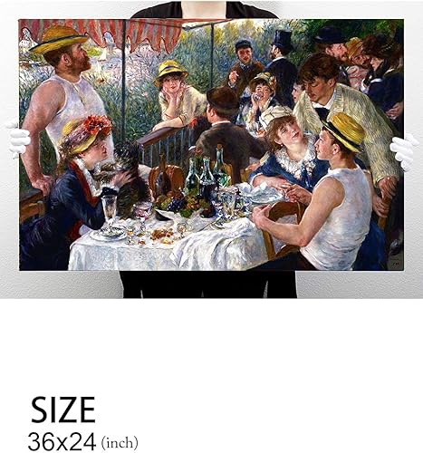 Miniatura 7 de DECORARTS - Almuerzo de la fiesta náutica de Pierre-Auguste Renoir. Reproducción de pintura al óleo, impresión giclée sobre lienzo. Arte de pared