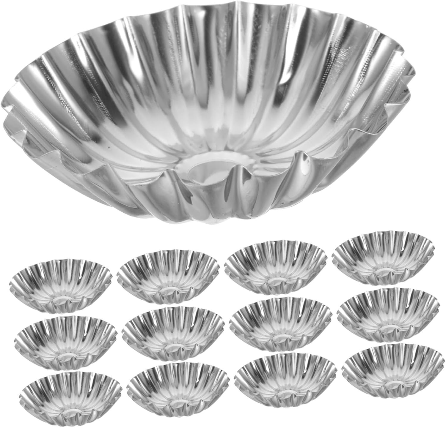 PRETYZOOM 50PCS Stainless Steel Egg Tart Molds Multi-Functional Decorative Baking Tart Pans Non-Stick Muffin and Cupcake Molds for Household Baking