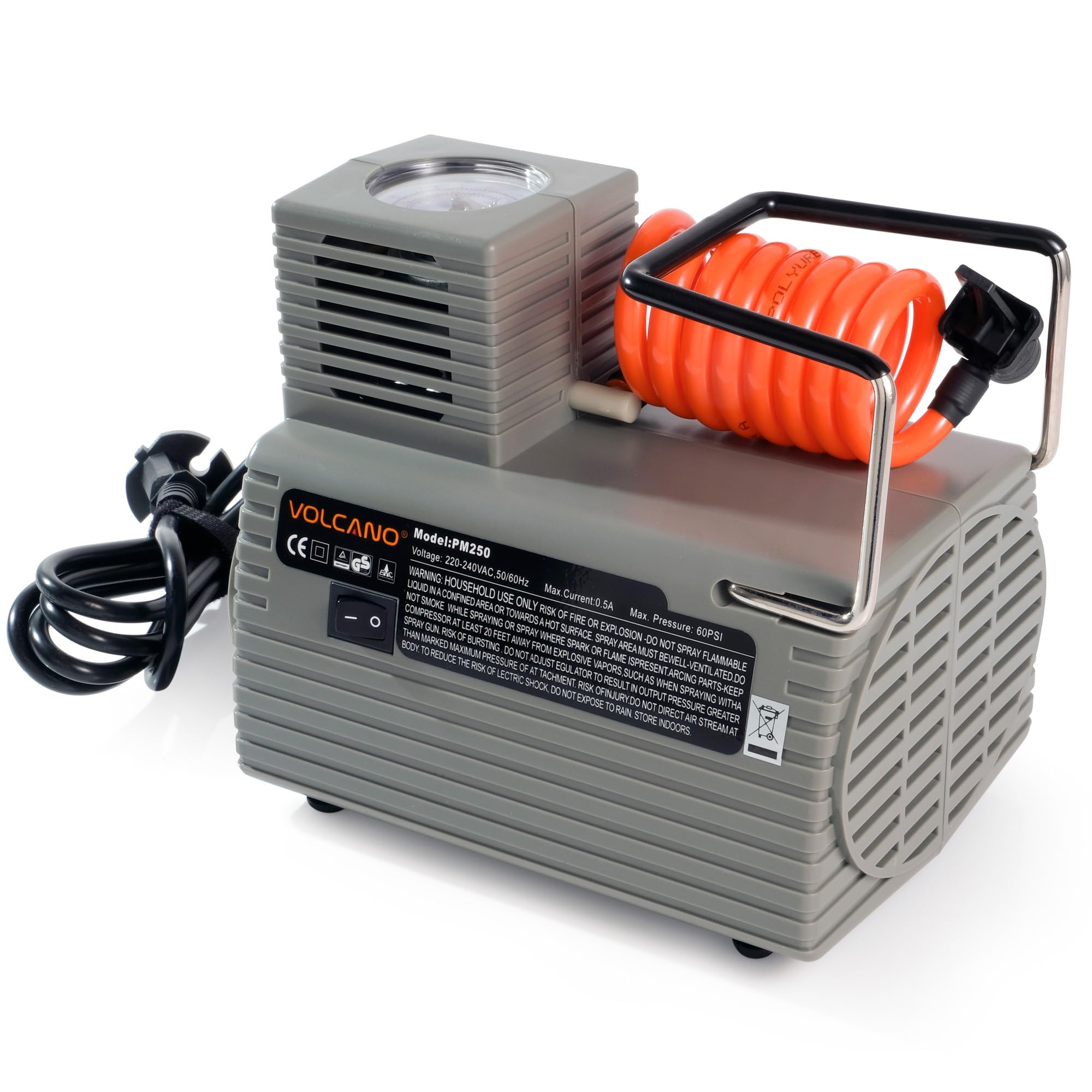 Cannon Sports Pompa elettrica di gonfiaggio a sfera da 240 V con manometro, potente compressore senza olio da 1/8 HP, gonfia palloni, pneumatici, galleggianti per piscina, materassi ad aria e altro